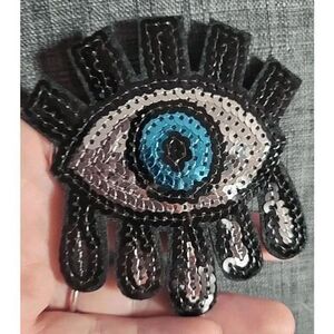 Sequin Eyeball Applique 3"x 4.5" Iron On